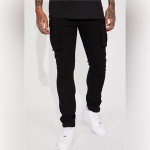 Black Slim Fit Cargo Pants